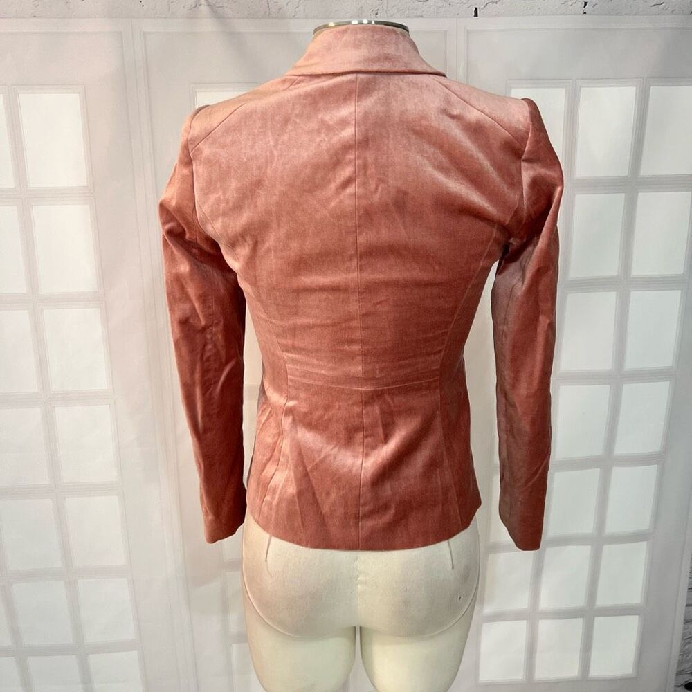 White House Black Market Pink Nocth Lapel One Button Velvet Blazer Size 00P - Picture 5 of 10